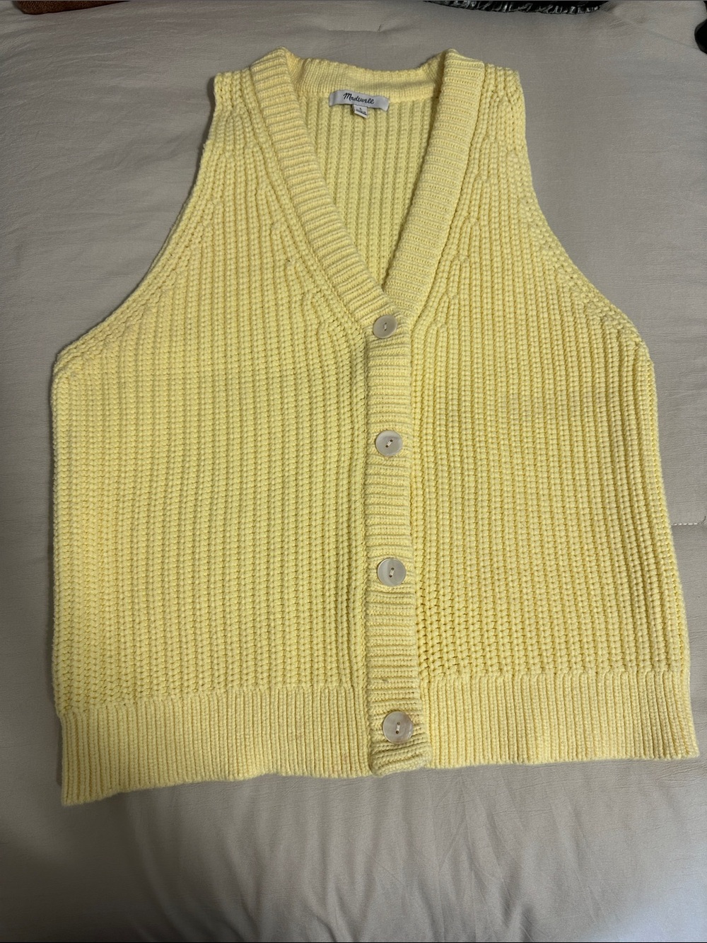 Madewell Yellow Knit Cardigan Vest
